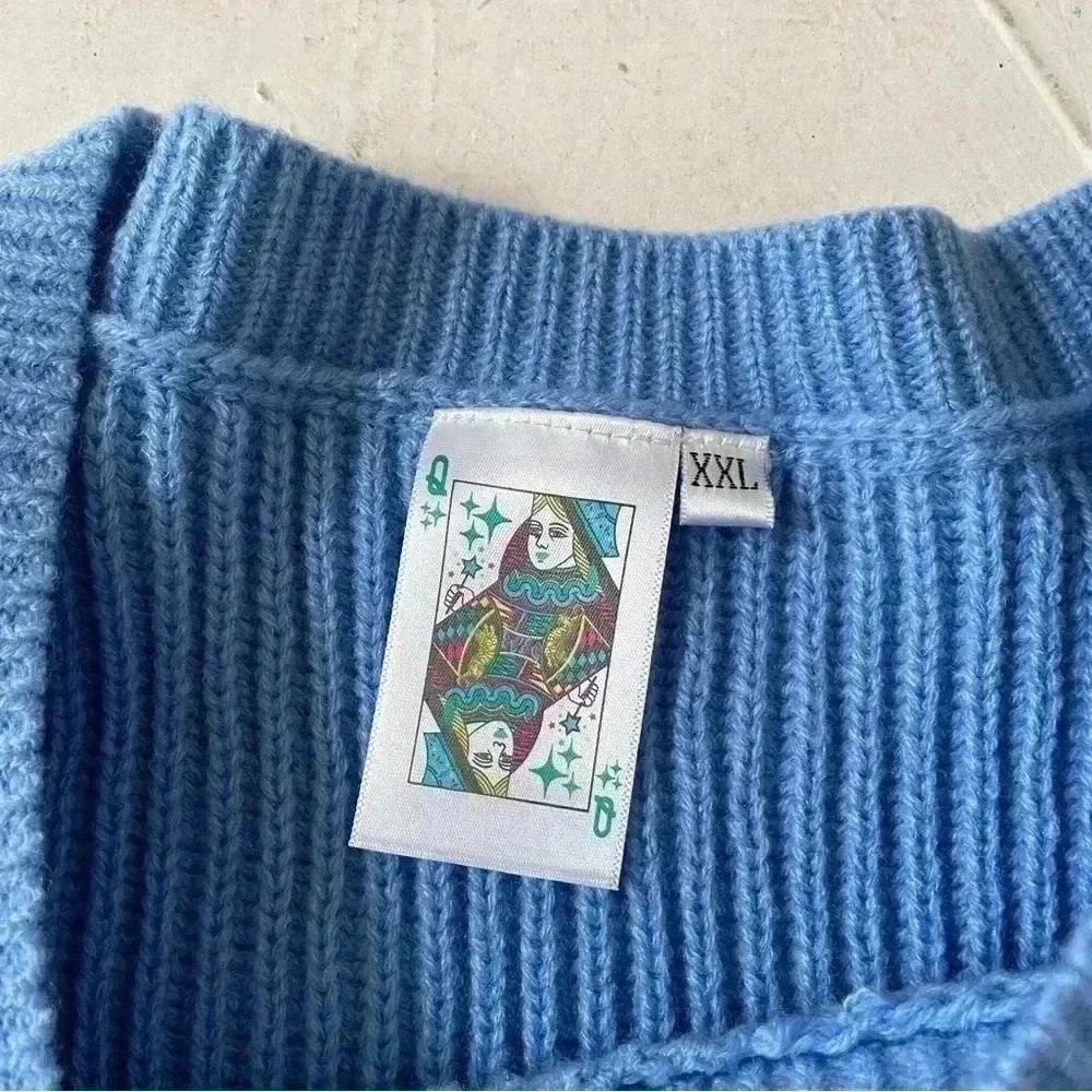 Queen of Sparkles Vacay Queen Blue Sweater Size XXL - Picture 4 of 9